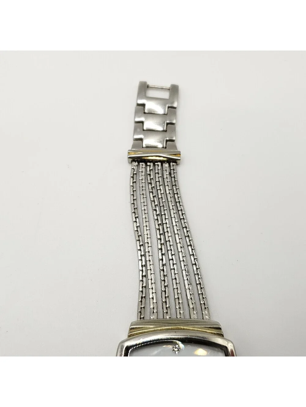 Jaclyn Smith Rectangle Quartz MOP Womens Watch 28mm Silver Tone New Battery